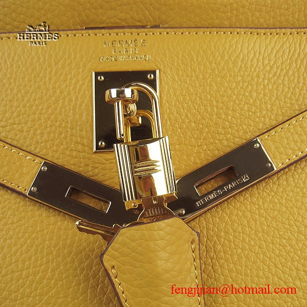 Hermes Kelly 32cm Togo Leather Bag Yellow 6108 Gold Hardware Hermes Kelly 32cm Togo Leather Bag Yellow 6108 Gold Hardware